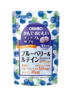 Orihiro Көруге арналған шайнамалы витаминдер, қаражидек және лютеин дәмімен, 30 күн