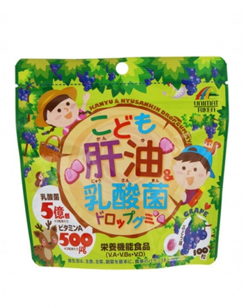 Unimat Riken Рыбий жир+молочнокислые бактерии, вкус винограда, 100 драже