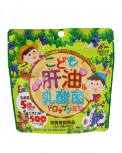 Unimat Riken Рыбий жир+молочнокислые бактерии, вкус винограда, 100 драже kaz