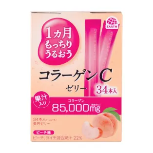 Earth Otsuka Питьевой коллаген, желе с витамином С, со вкусом персика, 34 стика