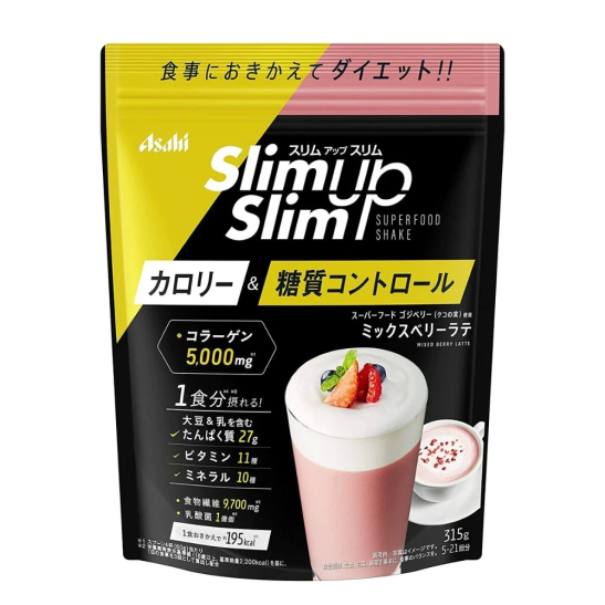 Asahi Slim up slim Протеиновый диет коктейль, вкус клубничный латте 315 гр