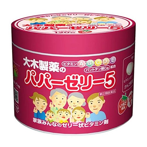 Ohki Papa jelly-5, Детские жевательные мармеладки, витамины А,В,С,Д,Е, клубничный вкус, 120 шт