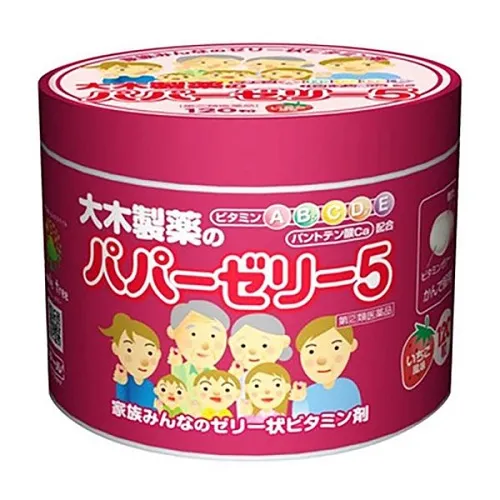 Ohki Papa jelly-5, Детские жевательные мармеладки, витамины А,В,С,Д,Е, клубничный вкус, 120 шт